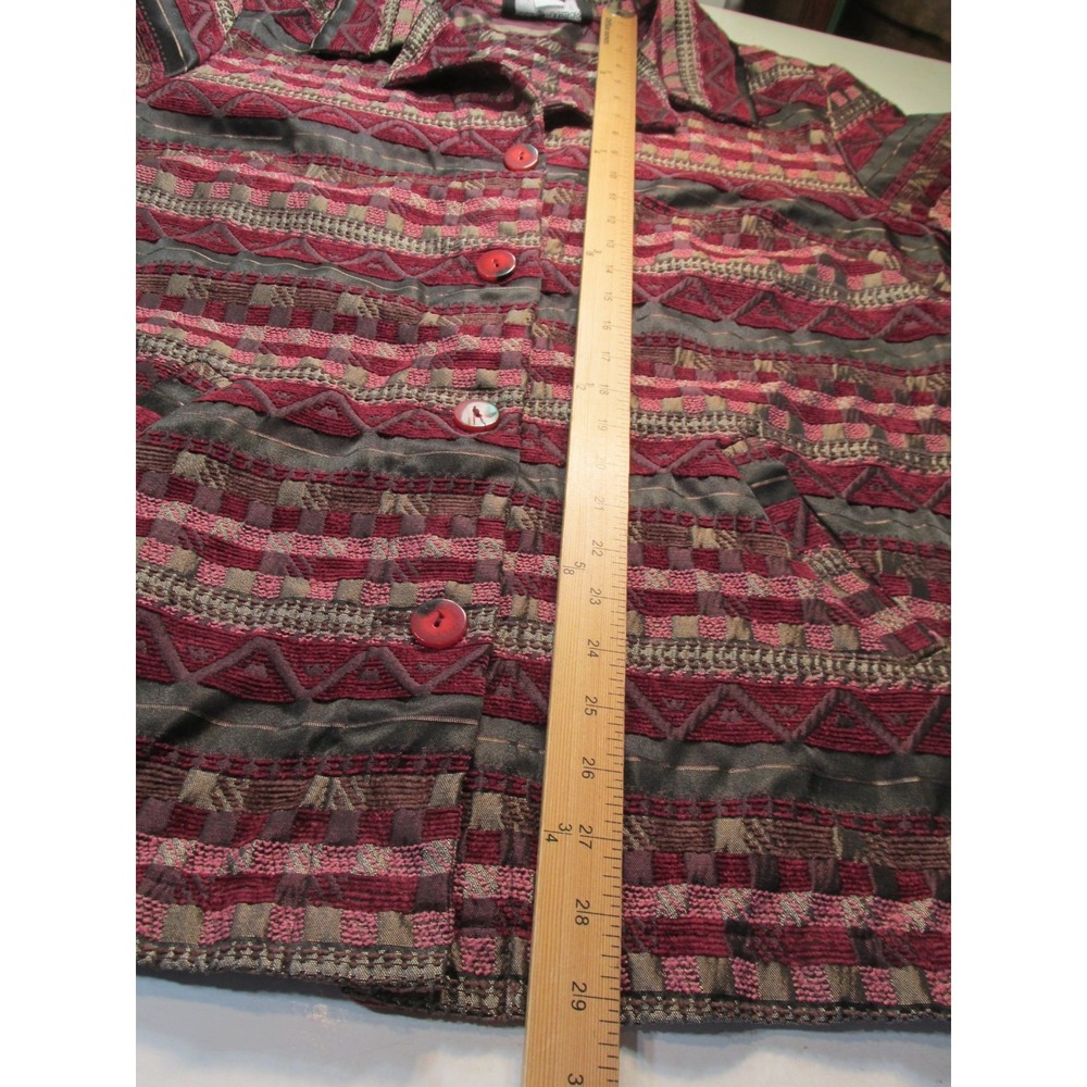 Sag Harbor Blazer Coat Womens 18W Multicolor Striped Southwest Tribal F44100 - Picture 13 of 16